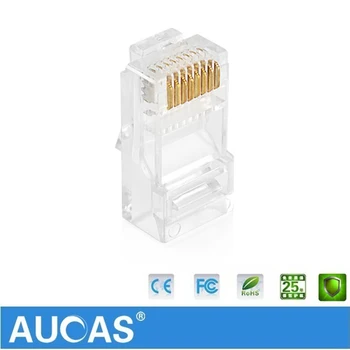 

AUCAS High Speed UTP Cat5e connector plug 8P8C Network Modular Plug Connector Cat5e Unshielded Modular Rj45 Plug Terminals