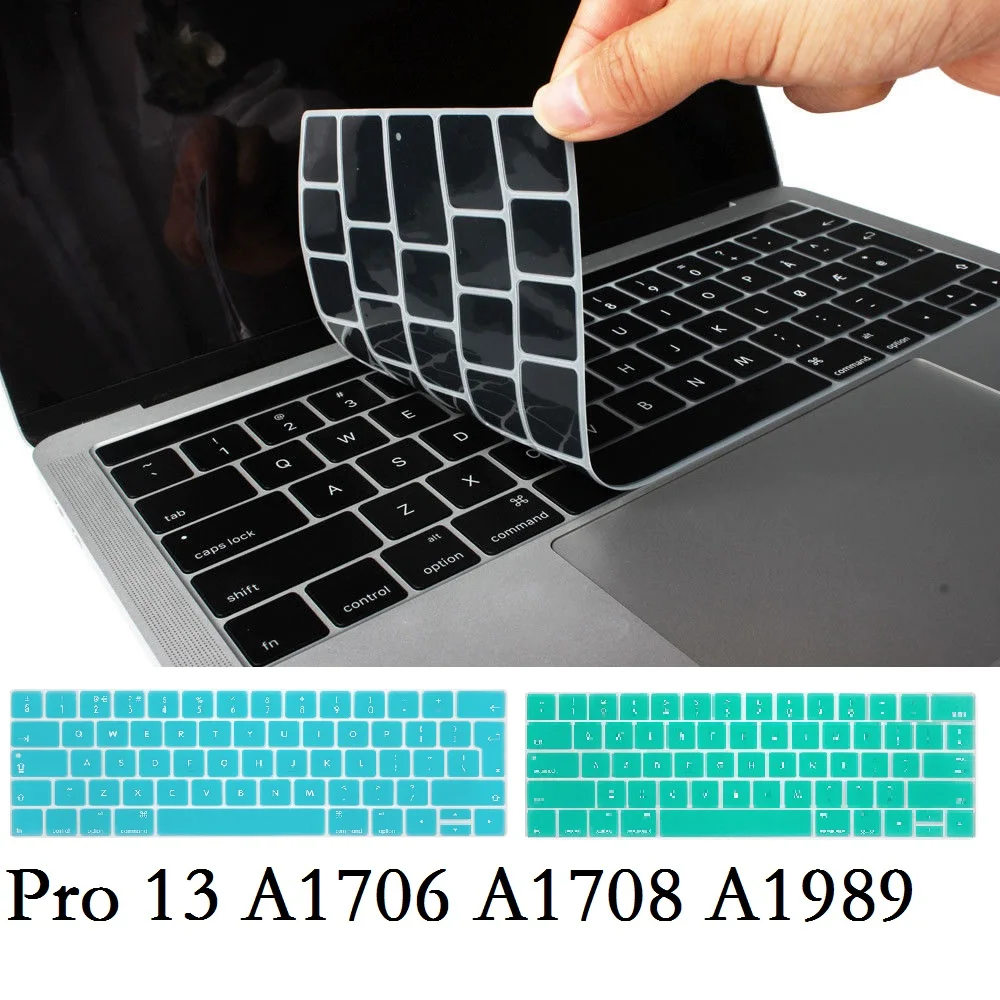 EU  US Silicon for Macbook Pro 13 2018 2017 Keyboard Cover Silicon A1706 A1708 A1989 English for Macbook Pro 13 Keyboard Film (1)