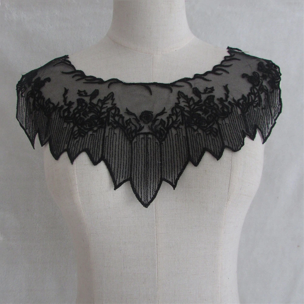

style new black Fine Venise Lace Fabric Dress Applique Blouse Sewing Trims DIY Neckline Collar Costume Decoration Accessories