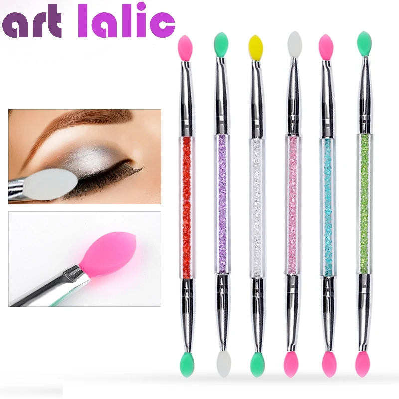 

1Pc Cosmetic Makeup Double-end Silicone Eye Shadow Eyeliner Brush Rhinestones Make Up Brushes Applicator