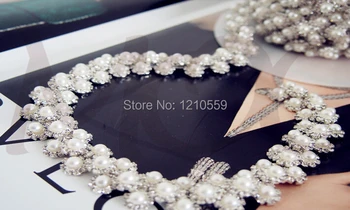 

5 Yards High End Luxury Faux Pearl And Rhinestone Chain Trimming