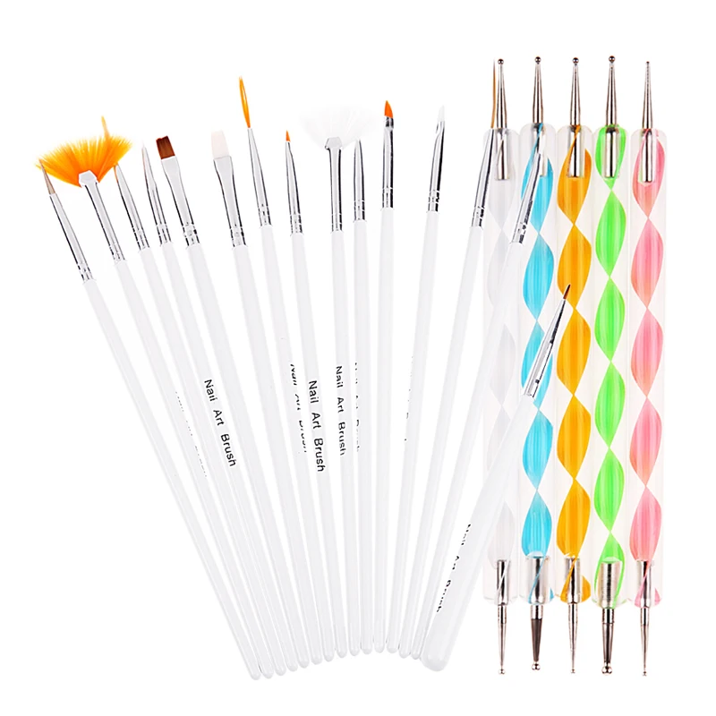 

20Pcs Nail Art Carving Pens DIY 3D Nail Tips Design Flower Image Drawing Painting Dotting Pens Brushes Manicure Tool