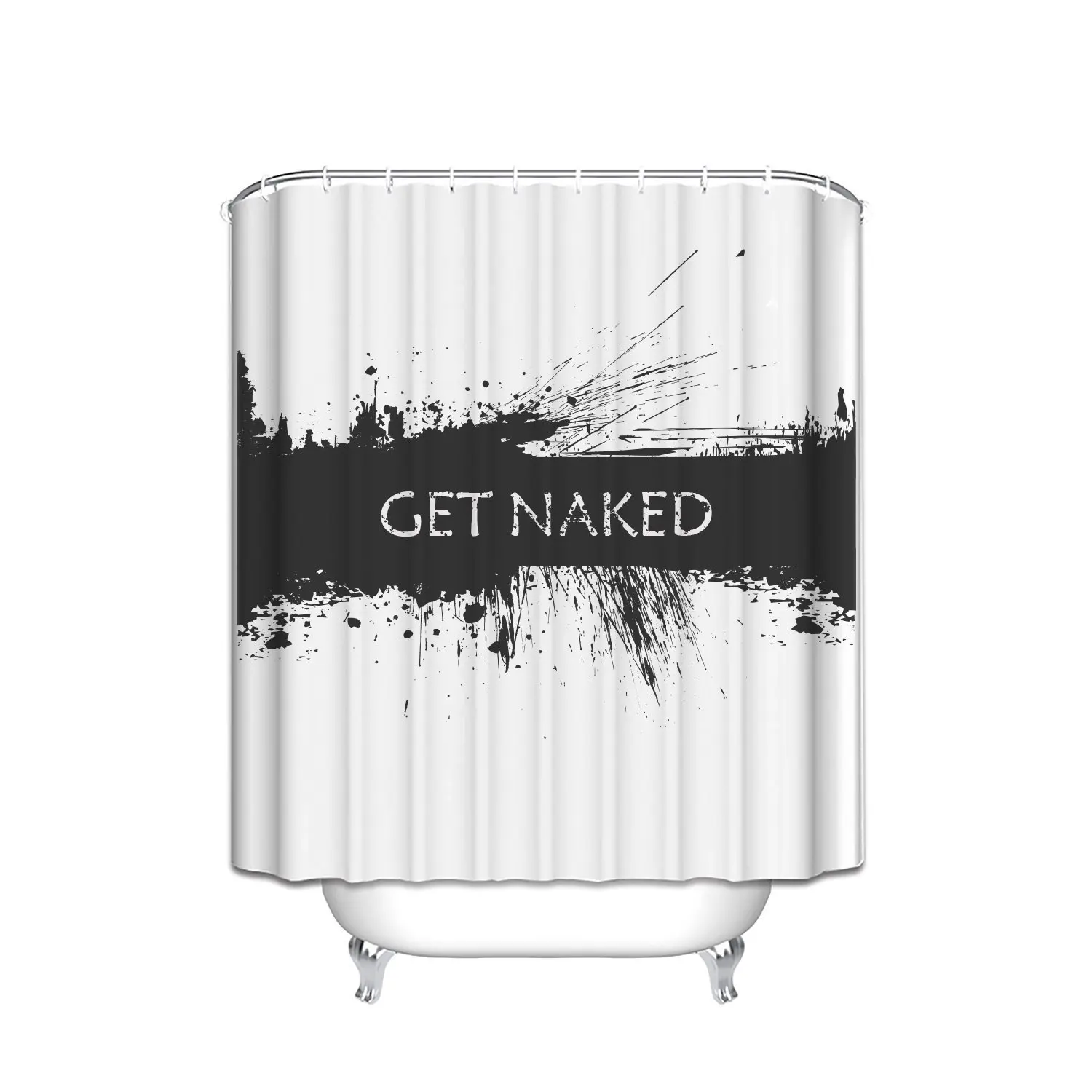 Bathroom Shower Curtain Set Get Naked Toilet Mat Cover 