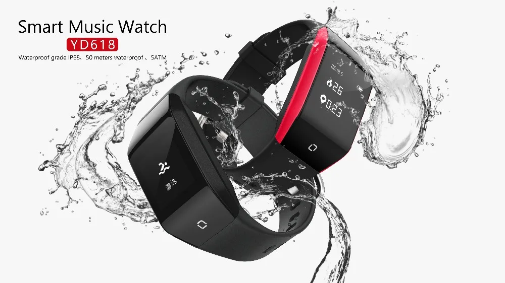 Смарт часы YD618 Bluetooth музыкальный браслет 0 96 &quotIP68 Водонепроницаемый 512 Мб u диск