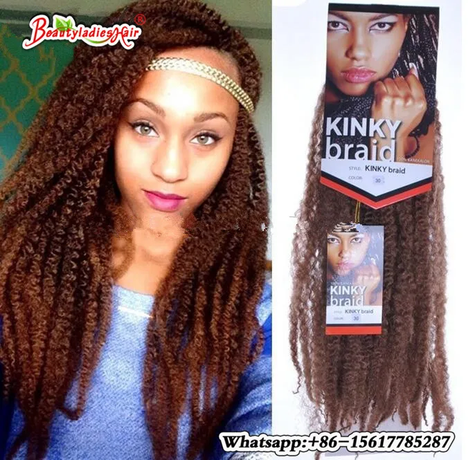 Afro Kinky Marley Braid Hair 18 Synthetic Crochet Soft Ombre Low