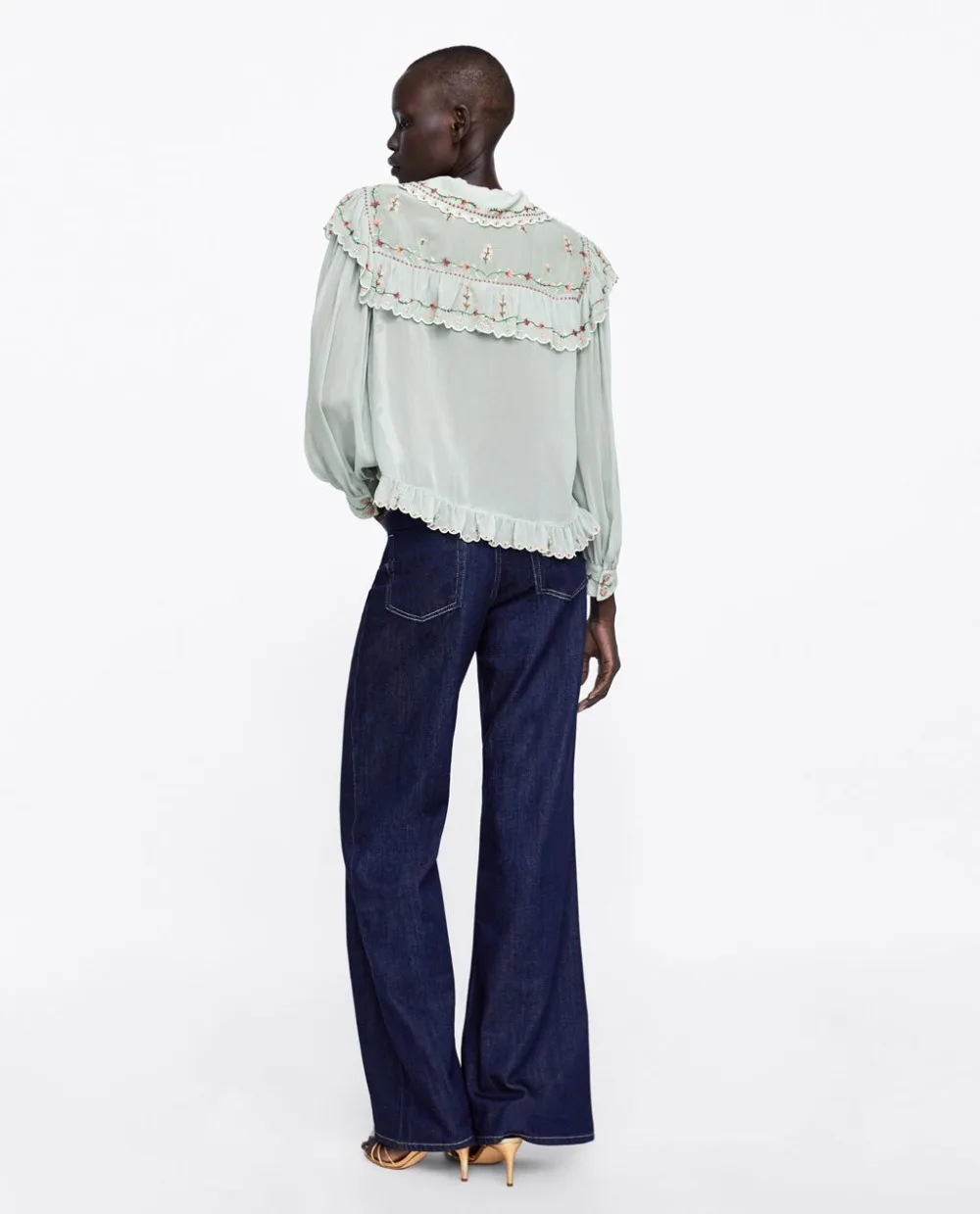 2019 New Women Blouses Shirts Embroidery Chiffon Floral Ruffle Chic Tops Modern Lady's Casual Wear Female Blusa DS07 (3)