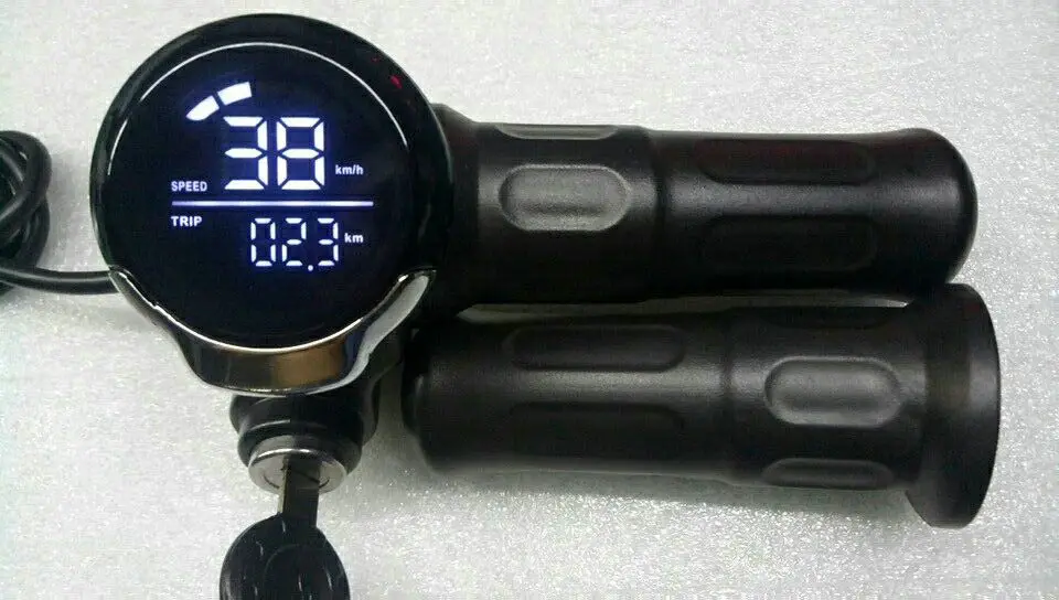 

speedometer rolling grips throttle accelerator with lcd display&lock 24v36v48v60v electric scooter bicycle MTB tricycle part