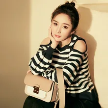 С полосатый свитер женский Весна Длинные рукава пуловерный свитер без бретелек Свободные женские F0314