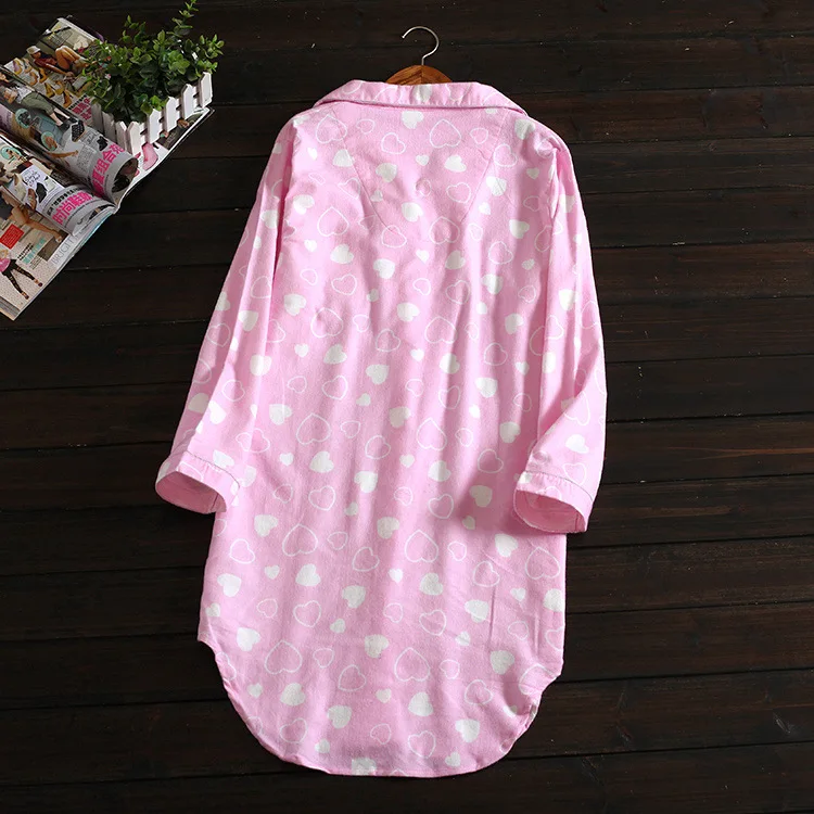 Осенняя Сексуальная женская ночная рубашка с длинными рукавами, хлопок, ночная рубашка, ночная рубашка, одежда для сна, свежая простая женская ночная рубашка