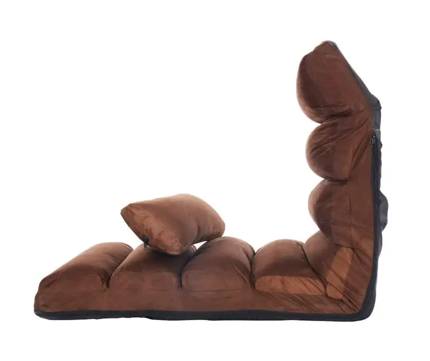 Folding Floor Sofa Chair Adjustable Lazy Lounge Bed Single Couch Upholstered Back Support Reclining