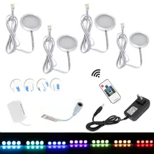 Aiboo LED Under Cabinet Light Downlight Spotlights with RF Remote Control Dimmable RGB for Home Kitchen Counter Closet Lighting