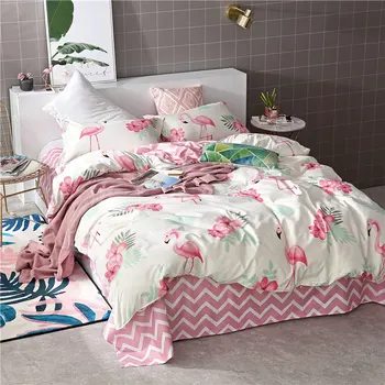 

Flamingo Geometric 4pcs Bed Cover Set Cartoon Duvet Cover Adult Child Bed Sheets And Pillowcases Comforter Bedding Set 2TJ-61002