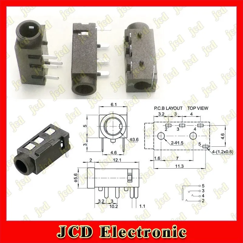 ChengHaoRan 100PCS 4 pin 1 8 3 5 mm Stereo Jack Socket for Video camera 3 5MM Headphones MIC