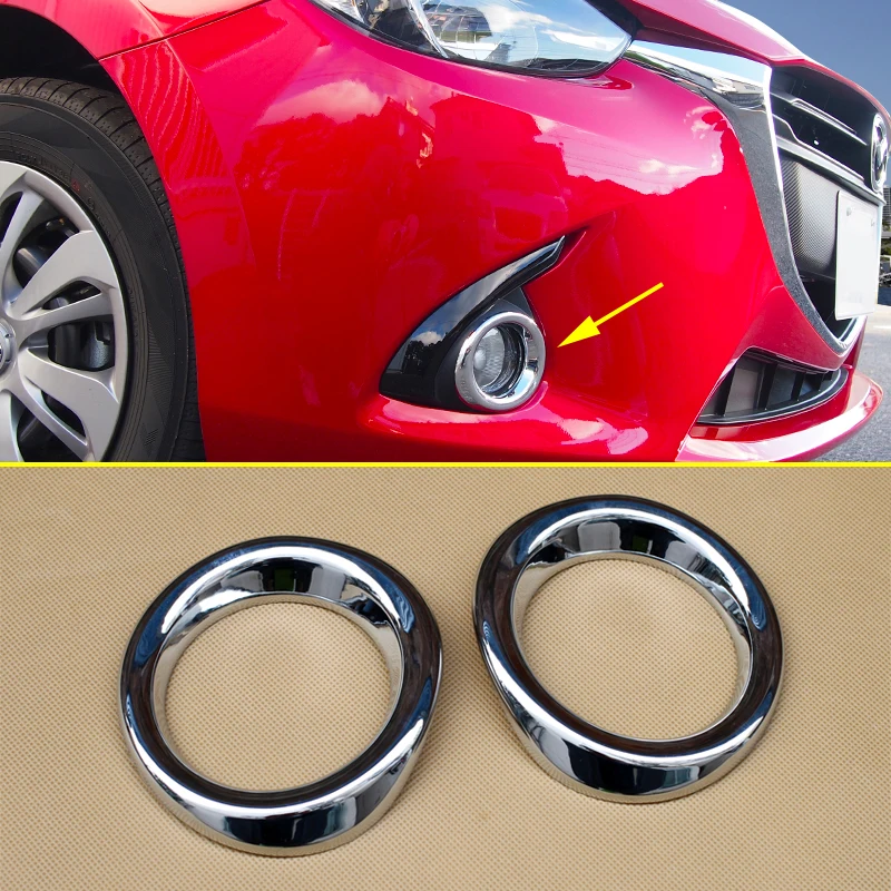 

Bright Chrome Fog Light Cycle Ring Cover FOR Mazda2 Mazda 2 Demio DJ DL 2015 2016 2017 2018 DJ DL Lamp Accessories Foglight