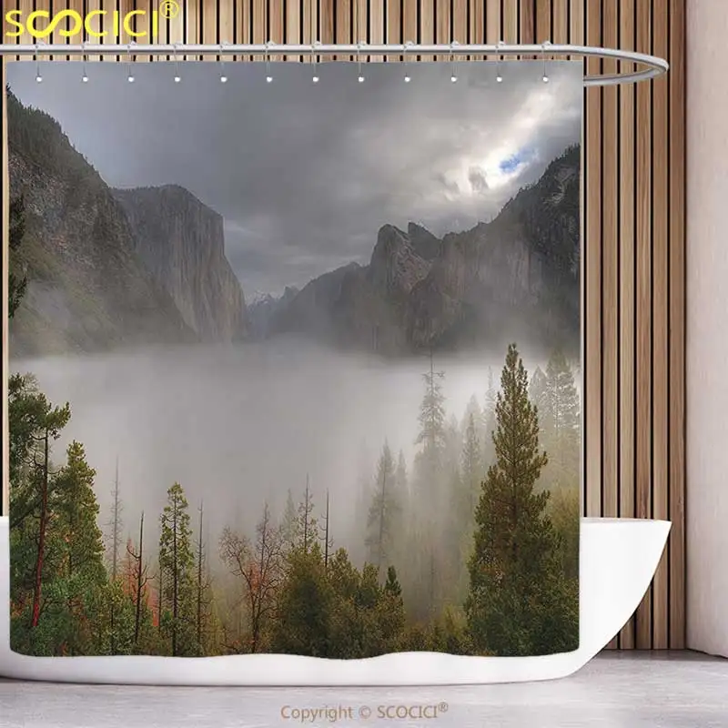 Стильная занавеска для душа ландшафт тёмная ферма Декор дома Yosemite Valley Осенний