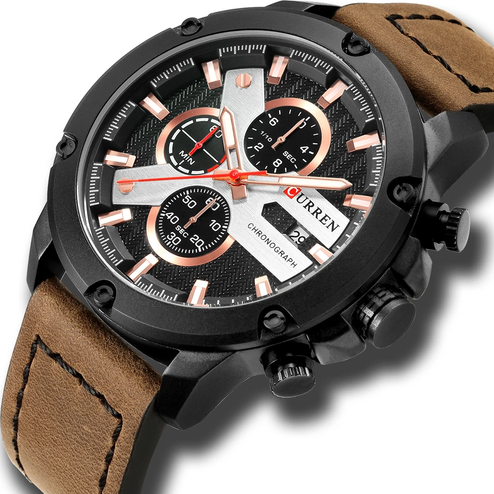 

CURREN 2018 Chronograph Clock Male Relojes Casual Sport Watches Leather Strap Military Quartz Men's Wristwatch Fashion Brand