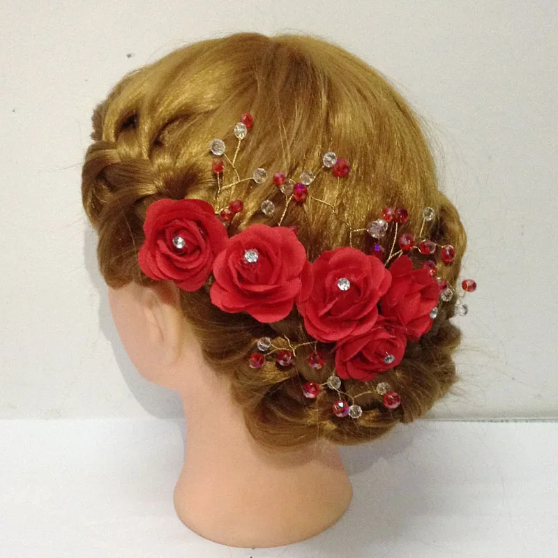 Red Bridal hair comb