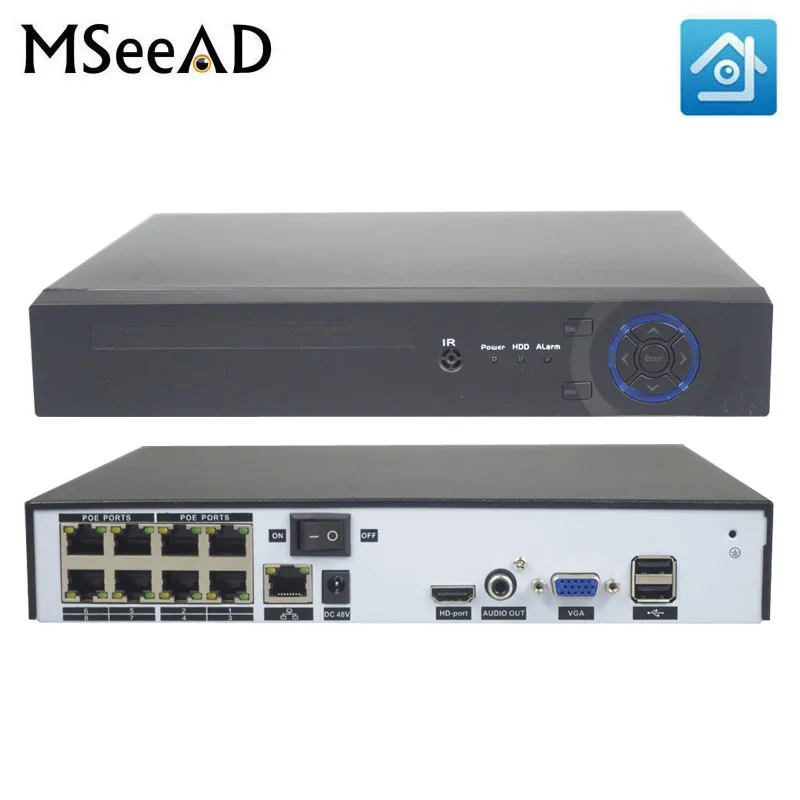 H.265 H.264 4/8CH POE NVR 48 V POE безопасности IP Камера видео система наблюдения CCTV P2P ONVIF 2MP/5MP/4 K сети видео Регистраторы