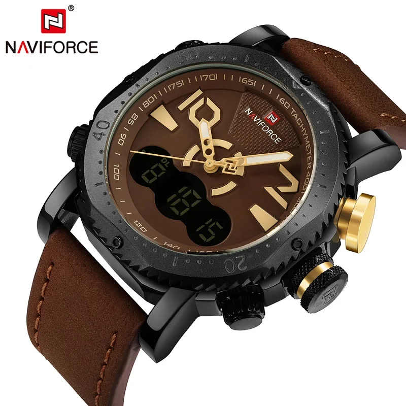 

Luxury NAVIFORCE Brand Men Watch Fashion Digital LED Sports Watches Dual Time Quartz Waterproof Mens Watches erkek kol saati