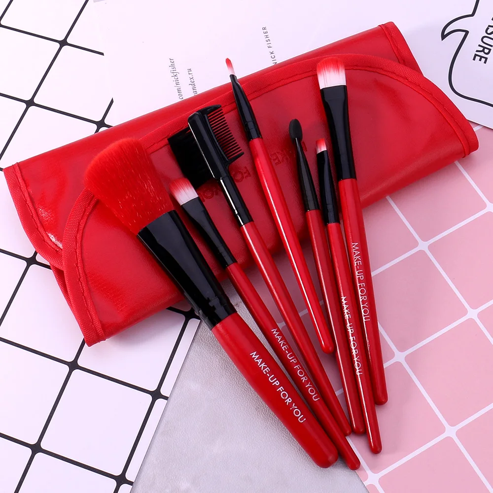 Buy O.TWO.O 7pcs/lot Red Make Up Brushes Set Cosmetics