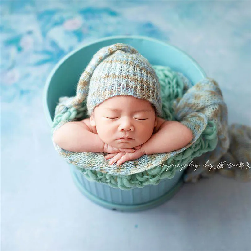 

Crochet Newborn Bonnet Photography Shoot Fluffy Baby Girl Hat Photo Props Vintage Newborn Knitted Bonnet Hat Photography Props