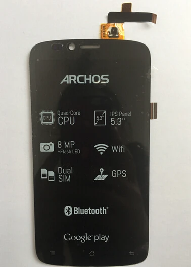 Free Shipping Black Color Archos 53 Platinum Phone PARTS LCD Display Assembly Touch Screen Digitizer