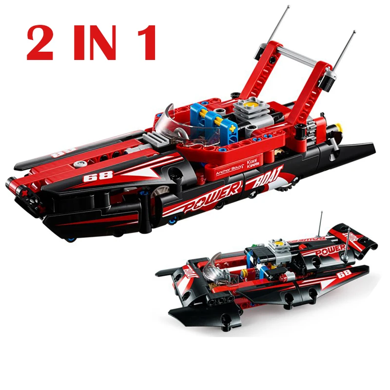 

2 IN 1 Power Boat Building Blocks Model Bricks Compatible With Lego Technic 42089 20098