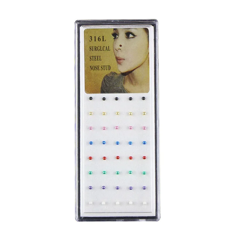 New 40/60pcs Colorful Nose Ring Studs Women Girl Fashion Body Jewelry Stainless Steel Nose Piercing Stud Nose Piercing Wholesale