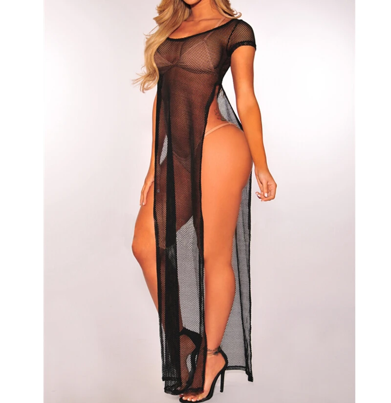 

Women Sexy Cover-up Summer Transparent Swimsuit Covers up Bathing Suit Beach Wear Swimwear Mesh Beach Dress Tunic