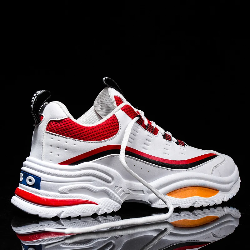 

Weweya New INS Running Shoes for Men White Red Sneakers Lace Up Height Increasing Jogging Shoes Man Breathable Athletic Footwear