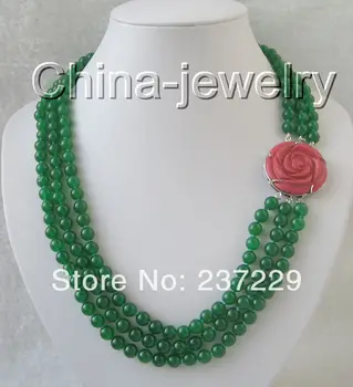 

Wholesale price FREE SHIPPING ADBeautiful 19- 22"" 8mm Natural round green jade necklace