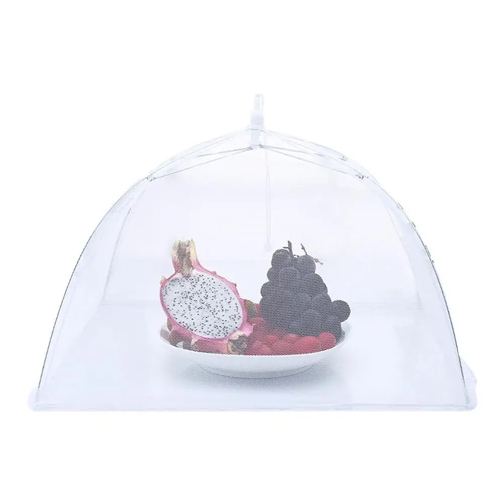 

12 Inch Food Cover Mesh Folding Removable Washable Flies Table Cover White Square Dish Cover Umbrella Screen Tent Set for BBQ