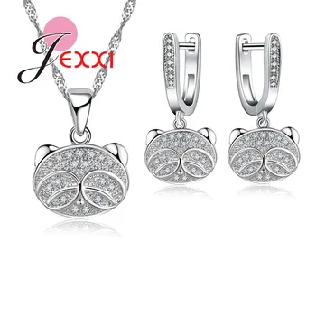 

Factory Price Cartoon Bear Head Jewelry Set For Girls Gift 925 Sterling Silver Bridal Jewellery Sets For Women