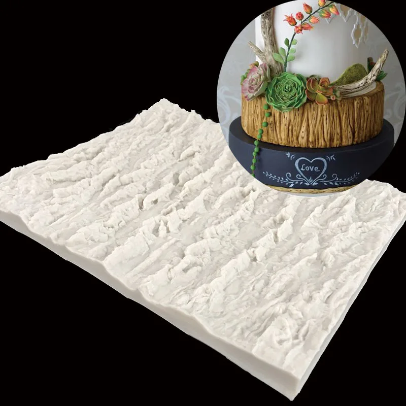 

New Simulation Bark Pattern Silicone Molding Cakes Around the Edge Decoration Tool Sugar Sugar Technology Mold