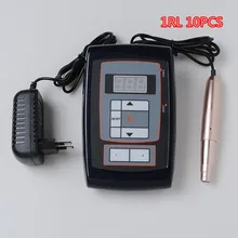 10 шт. 1RL ИГЛЫ Перманентный макияж электрическая машина розового цвета бровей татуировки ручка макияж Электропитание комплект