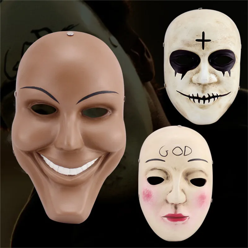 Movie The Purge Resin Anonymous Masks Halloween Scary Horror Party Full Face Smile Mask Carnival Costume Free Shipping FA102 (12)