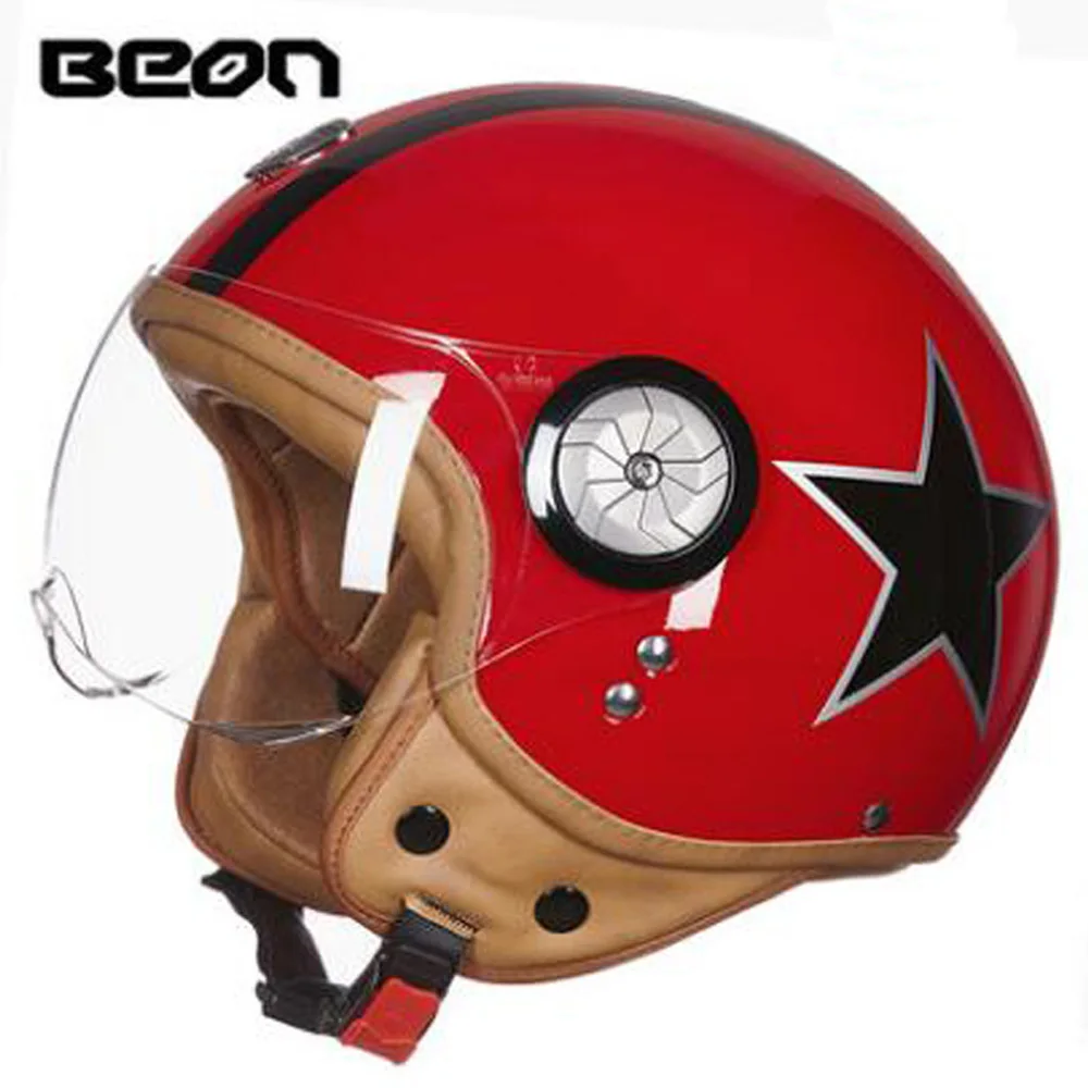 

BEON Men/women Half Cover Motorcycle helmet Vintage Harely style electric Motorcycle Four seasons safety helmet Made of ABS