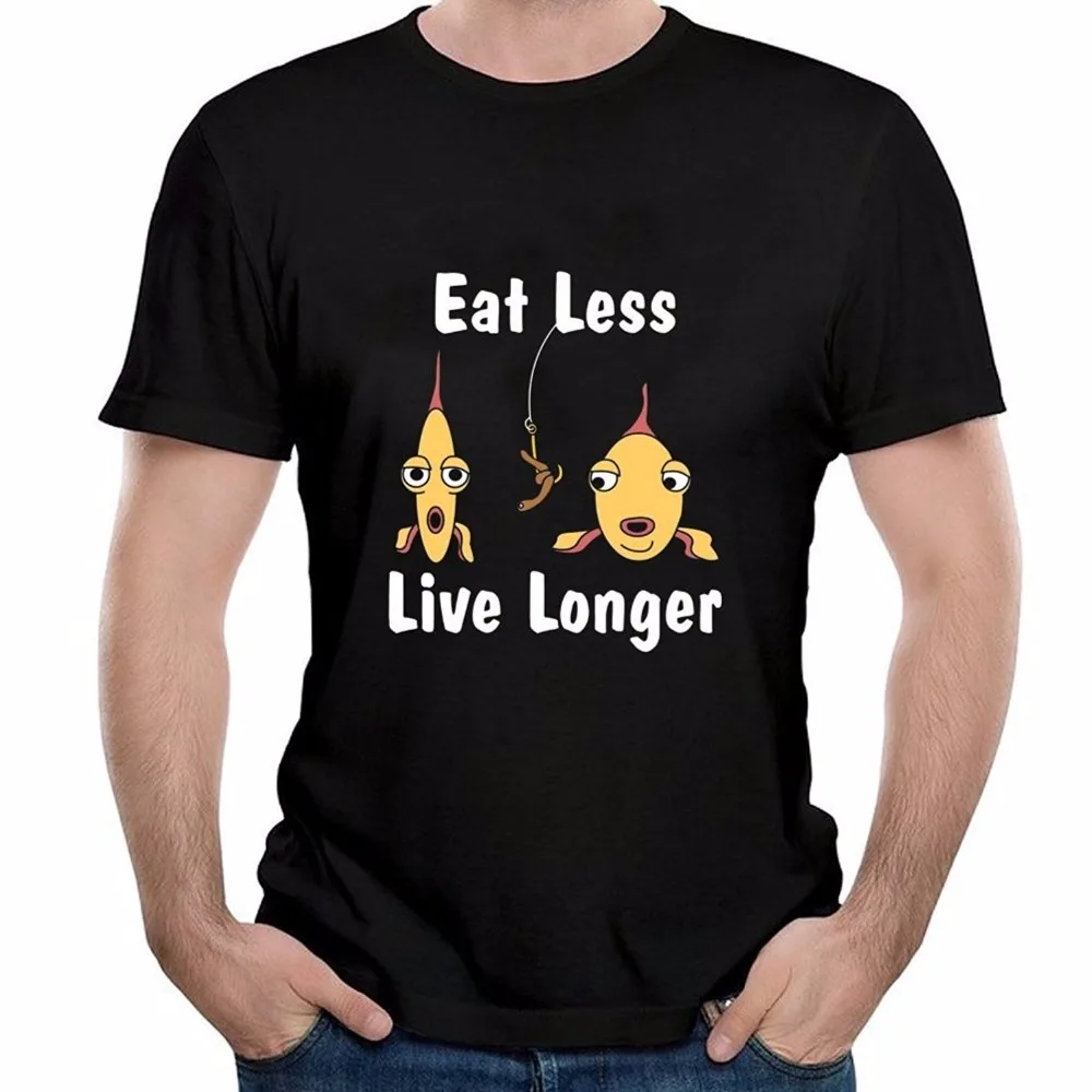 Мужская футболка с коротким рукавом принтом и надписью Eat Less | одежда