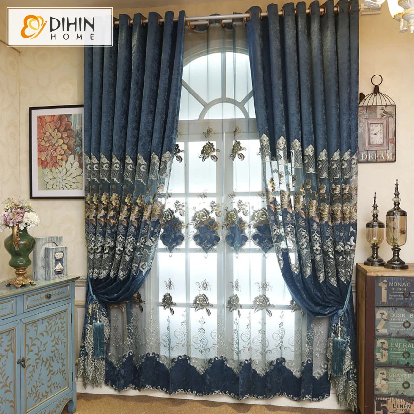 DIHIN Новое поступление европейские шторы с вышивкой Блэкаут Кортина римские