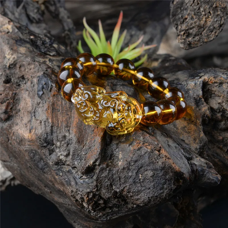 

US warehouse Wholesale price Fashion Feng Shui Yellow Pi Yao Pi Xiu Bracelet Bead for Wealth Luck 3 Sizes Drop shipping