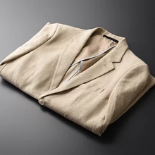 Весенние мужские повседневные хлопковые льняные однобортные костюмы, Новое поступление, известный бренд, Мужская Удобная модная одежда, большие размеры, M-4XL