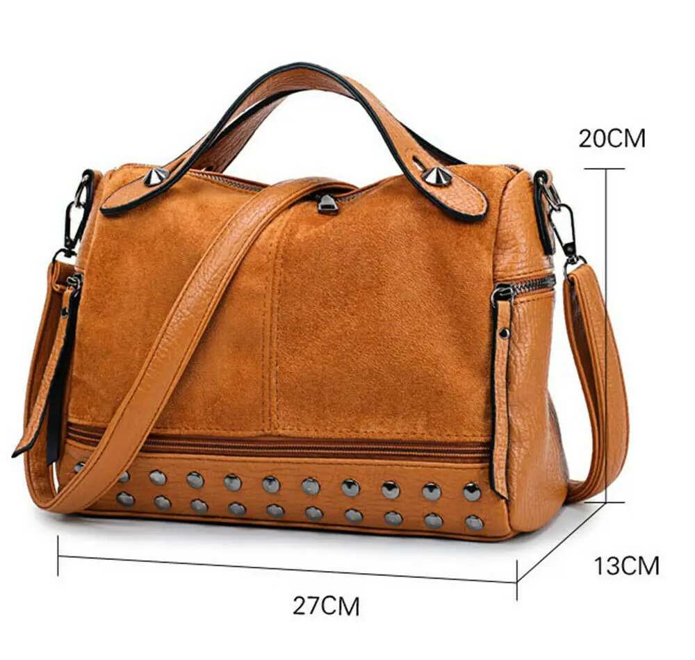  Women's large-capacity shoulder bag fashion travel rivet matte tote bag Messenger bag handbag - 33004958555