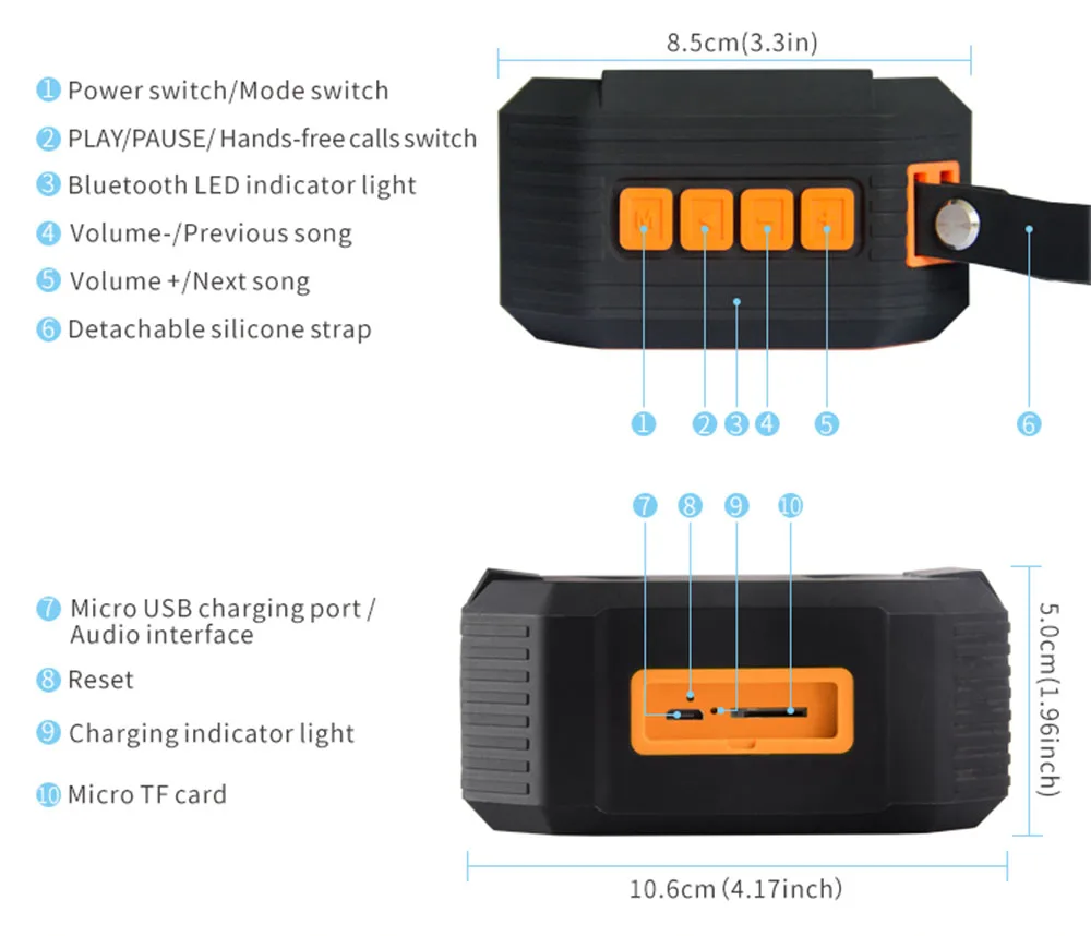 Открытый IPX7 портативный ремешок беспроводной Bluetooth динамик звонки громкой связи стерео динамик водяная пыль-доказательство Bluetooth 4,2 TF карта