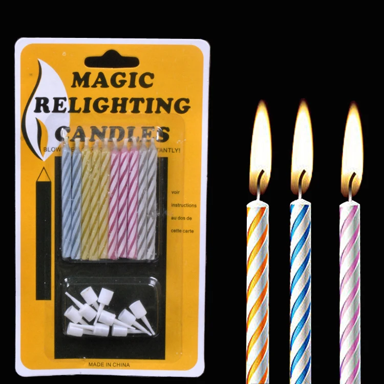 5 Set/lot Magic Relighting Candles Prank Toys Funny Birthday Candles