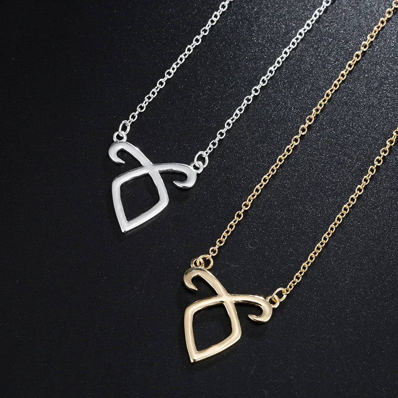 

DMSKA Trendy City of Bones Chain Silver Geometric Necklace Angelic Power Runes Shadowhunter Pendant Necklaces for Men Women Gift