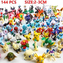144 Pcs/lot 2-3 cm Pikachu Action Figure Toys Japanese Cartoon Anime Mini Collections Birthday Gifts Cartoon doll toy