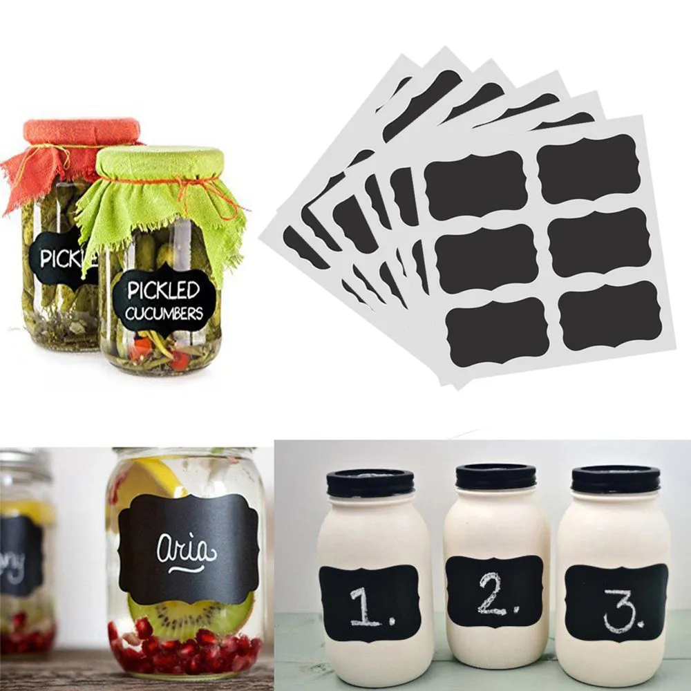 

36Pcs/Set Blackboard Sticker Craft Kitchen Jar storage bin Organizer Labels Chalkboard Chalk Board Stickers Black Board 5x3.5cm