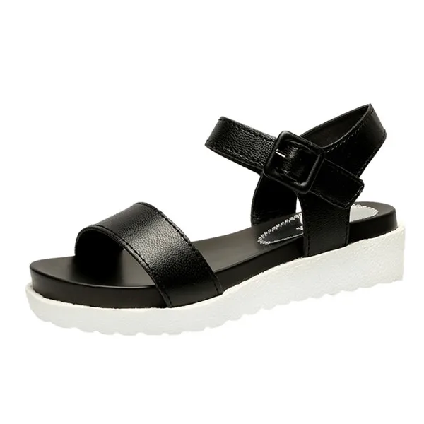 SAGACE/женские сандалии с ремешками на пряжках; летние туфли из искусственной кожи на танкетке и высоком каблуке; удобная повседневная женская обувь; Прямая поставка - Цвет: Black