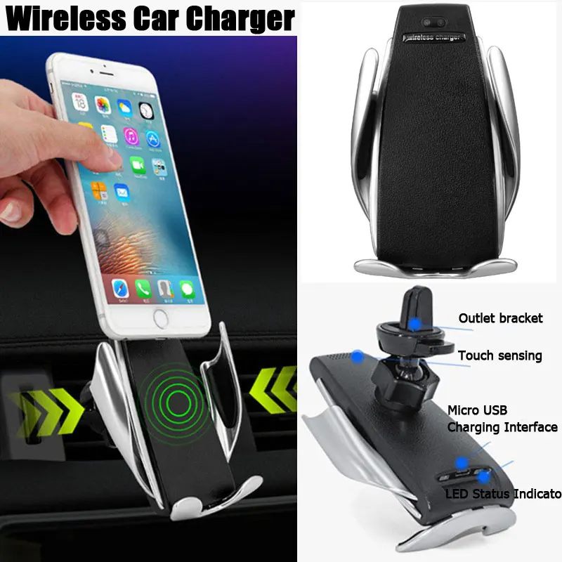Smart Automatic Clamping Car Wireless Charger For IPhone Xs Max 8 7 Plus XR Car Phone Holder Fast Charger Air Vent Mount Bracket