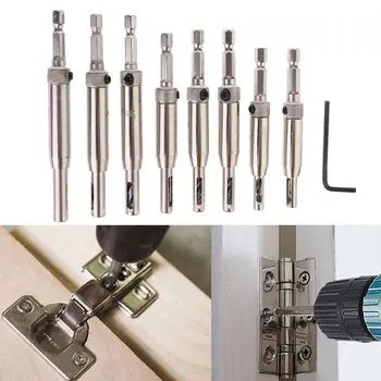 

9 Pcs Center Doors Self Centering Hinge Tapper Core Drill Hole Puncher Woodworking Tool 5/64'' 7/64'' 9/64'' 11/64'' 13/64'' 5mm